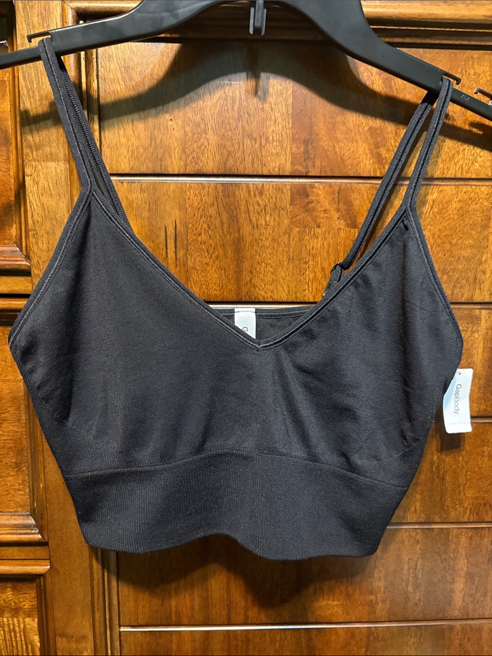 GapBody Seamless V neck Black Bralette with Adjustable straps